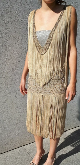 RARE SUPERBE AUTHENTIQUE robe franges 1920 ann es 20 Art D co