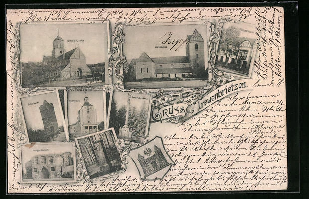 AK Treuenbrietzen, Nikolaikirche, Marienkirche, Rathaus, Wappen 1903