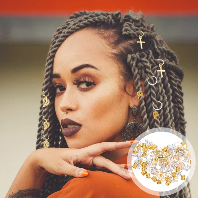 140 pz Anello Capelli Dreadlock 0,9x0,8x0,8 cm Lega di Alluminio Donna