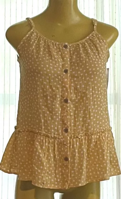 Cat & Jack Girls Yellow Ruffled Polka-Dot Top  Size XL 14/16