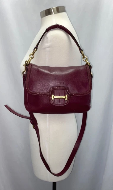COACH Taylor Burgundy Leather Reptile Embossed Crossbody Satchel Purse F25206