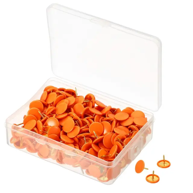 Pressione Spille,300pz Plastica Rotondità Oro Acciaio Punto,Arancione