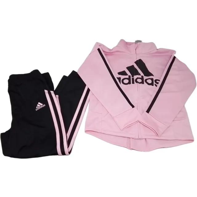 Adidas Tricot Tracksuit Pants And Jacket Set AG0135 Girl's 6 Pink, Black