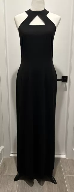 MONDI ESCADA NWOT Black Formal Dress Wool Fitted Halter Maxi Cocktail ...