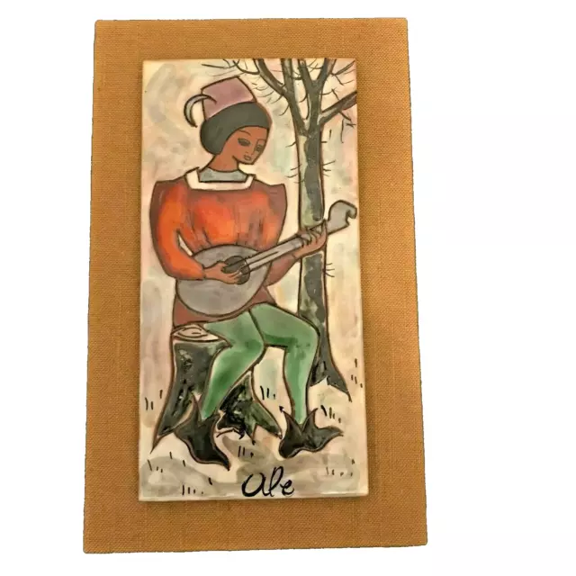 plaque murale décorative  céramique faïence  troubadour Espagne vintage année 60