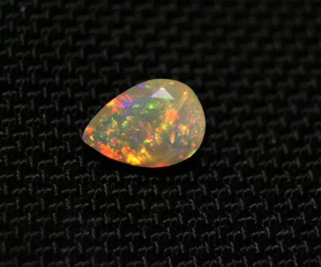 Faceted Welo Opal 1ct Rainbow Pear Natural Crystal Ethiopian Opal Video 10x7mm