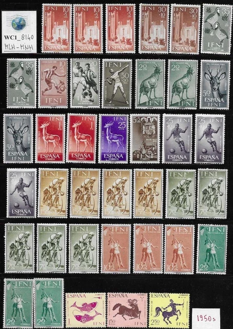 WC1_8140. SPAIN-IFNI. Interesting dealer stock of 1950s stamps. MLH-MNH