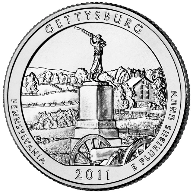 2011 Gettysburg D  NP Quarter. ATB Series Uncirculated From US Mint roll.