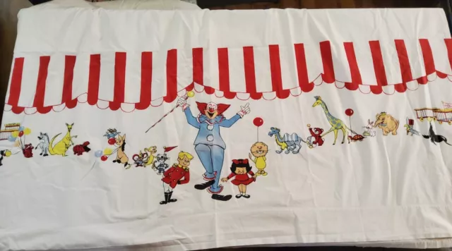 Wamsutta Lustercale 63x108 Bed Skirt Twin Bozo the Clown Bigtop Vintage Linens