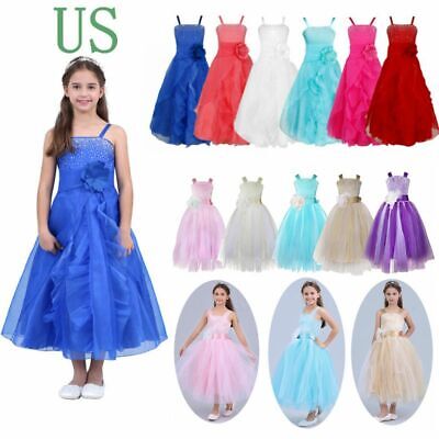 Flower Girl Princess Dress Party Wedding Bridesmaid Birthday Pageant Prom Gown
