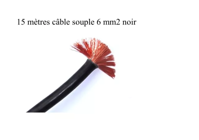 câble électrique batterie souple 6 mm2 noir 15 mètres