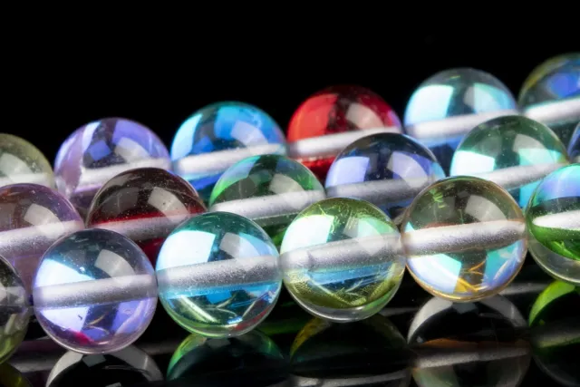 Rainbow Mystic Aura Quartz Beads Round Loose Beads 8/10MM