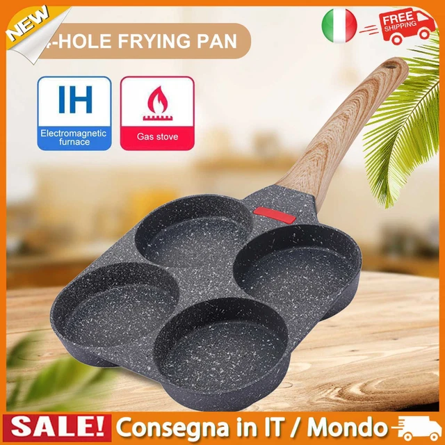 IT Breakfast Frying Pan Anti-Scald Handle Non-stick Omelet Pans (4-hole Black)
