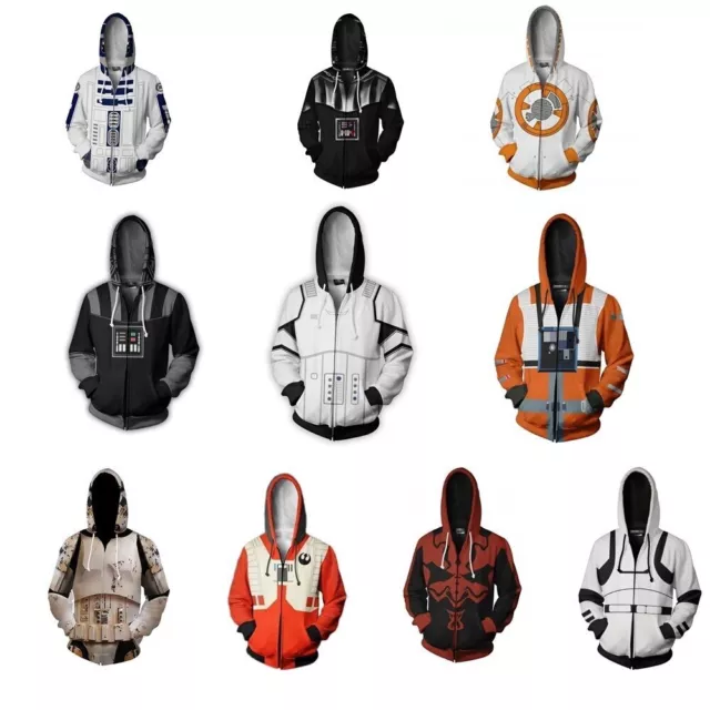 Star Wars Cosplay Costume Hoodie Mandalorian Darth Vader Zipper up Jacket Gift