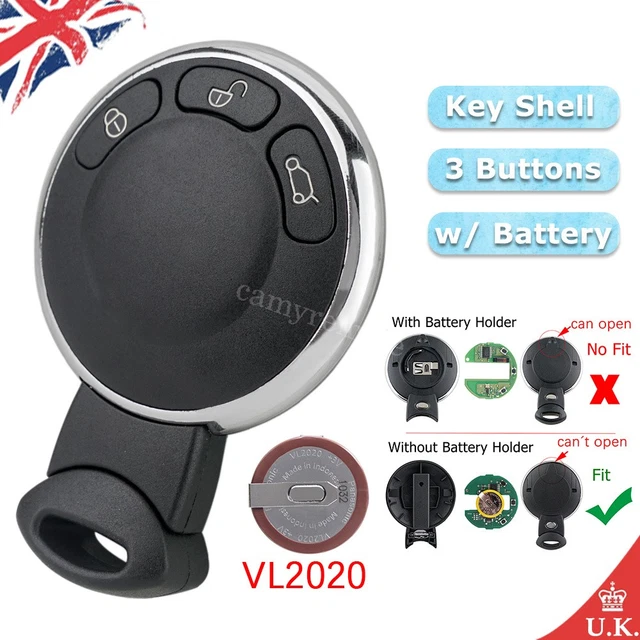 Mini Cooper 2007-2014 3-Button Remote Key Fob Repair Kit – VL2020 Battery Case