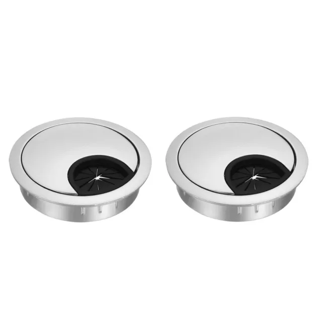 Cable Hole Cover, 2-1/8" Zinc Alloy Desk Grommet, 2 Pcs (Silver Tone)