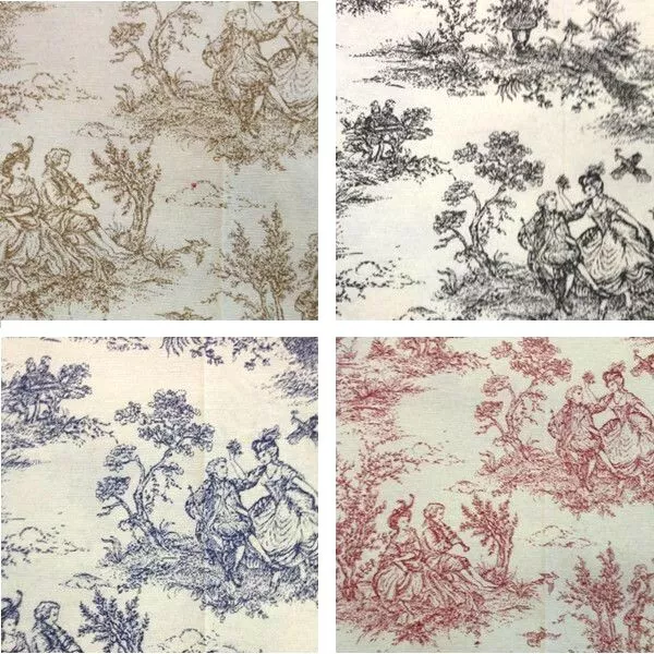 COTTON RICH LINEN Look Fabric Toile Victorian Days Vintage Upholstery