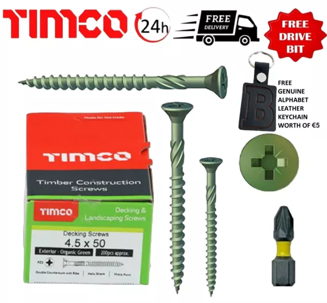 Timco Decking Screws External Landscape Fencing Wood Screws Anti-Corrosion Green