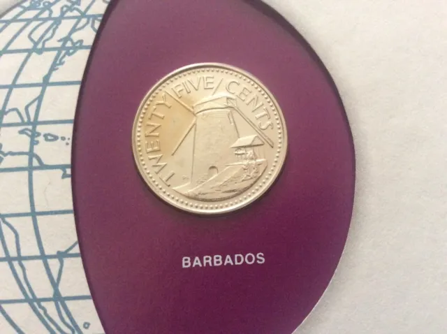 Coins of All Nations Barbados 25 cents 1979 FM(U) UNC 523 Mintage Mint Nice ton