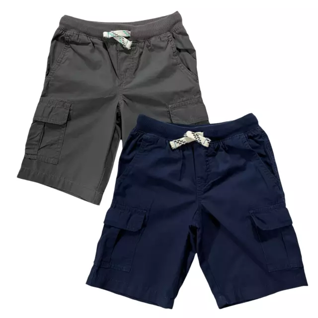 2 Carters Toddler Boys Pull-On Cargo Shorts Size 4-5 Blue & Gray Ribbed Waist