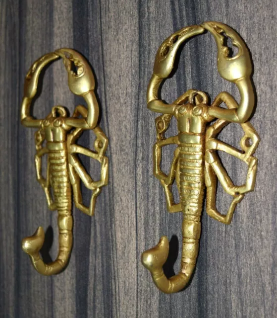 Brass Tarantula Wall Hook Set Of 02 Hooks Scorpion Design Handmade Wall Dec RU87