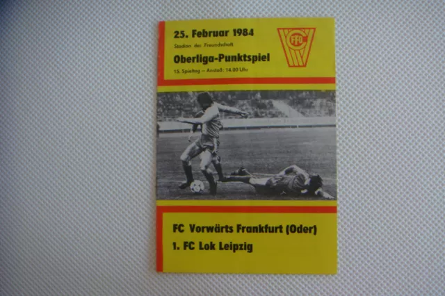 Programm "Fc Vorwärts Frankfurt-1.Fc Lok Leipzig" 25.02.1984