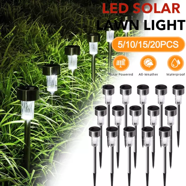 0/15/20 Pack Outdoor Landscape LED Solar Lights Garden Decor Pathway Lawn Lamp