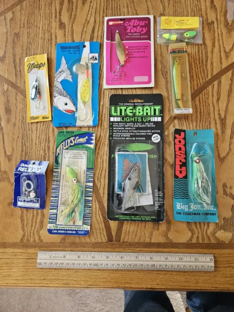 FISHING LURES LOT Of 9 Vintage New In Box Trolling Spoon Minnow