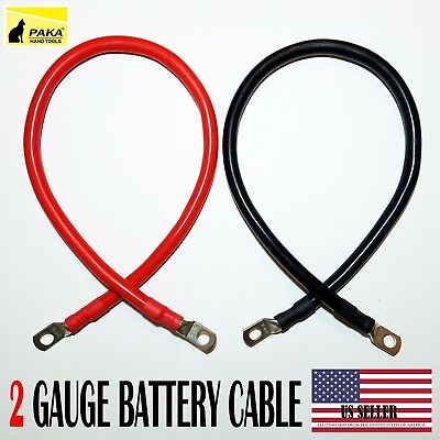2 AWG Gauge 5/16" Lug Battery Cable Inverter Cables Solar, RV, Car,Golf,USA MADE