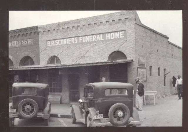 Real Photo Columbus Georgia Funeral Home Old Cars Downtown Postcard Copy