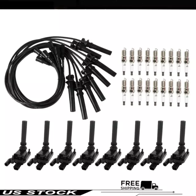 8x Ignition Coils UF378 & 16x Iridium Spark Plugs & Wires For Dodge Ram 5.7L V8