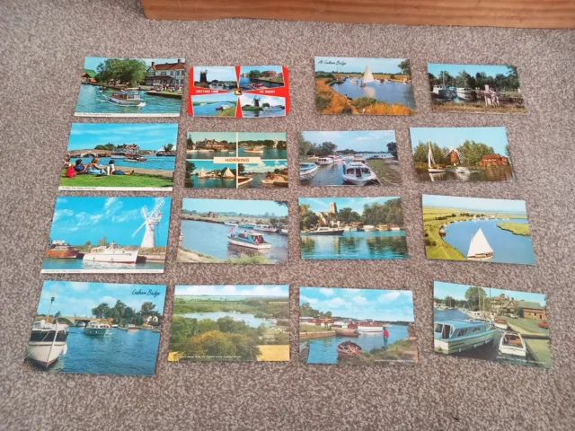 16 Vintage Retro Norfolk Broads Unused Postcards