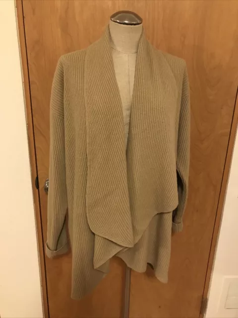Calvin Klein Collection Cashmere Blend Open Front Cardigan Sweater In Oat, Sz M