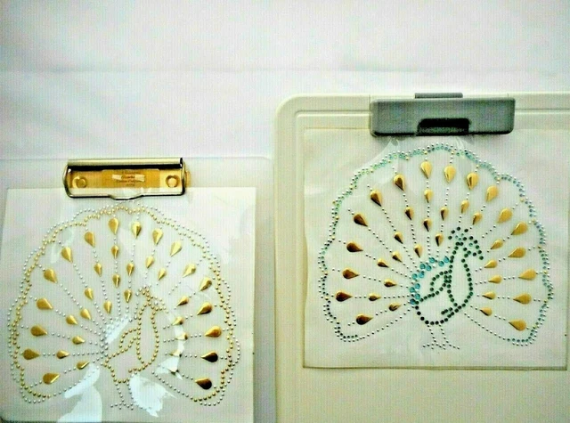 Lot of 2 Colored Peacocks Rhinestone Iron-On Hot-Fix Applique Transfers #55