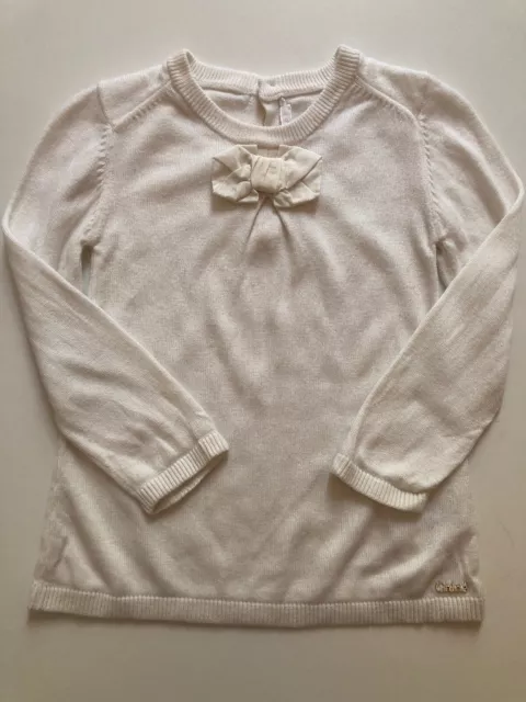 CHLOE Baby girl Mädchen Strickjacke Pullover Kleid Schleife  9 12 m 74 80 creme