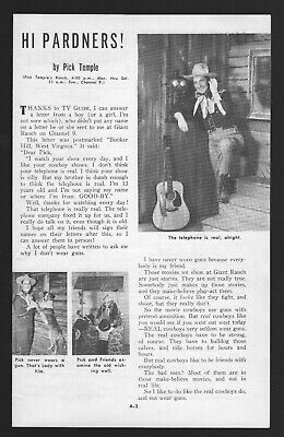 1953 TV ARTICLE ~ PICK TEMPLE'S RANCH with COLLIE DOG LADY WTOP WASHINGTON,D.C.