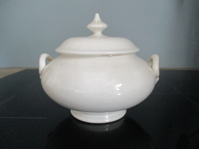 Petit Bouillon / Pot  Blanc  Ancien Avec Couvercle  Sarreguemines