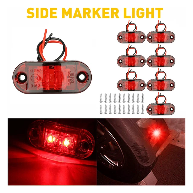 10/20Pcs Red Truck LED Car RV Oval Trailer 2.5" Side Lights Marker Clearance Lam