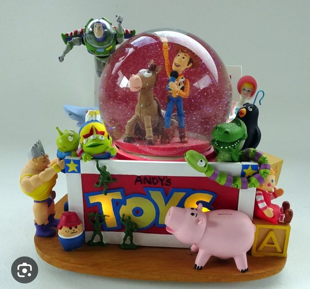 DISNEY TOY STORY Snow Globe Music box Rare Andy's Toy Box Disney Pixar