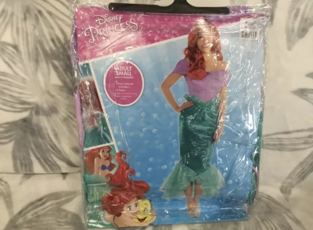 DISNEY PRINCESS ARIEL COUTURE Deluxe Adult Halloween Costume Small 2-4 NEW