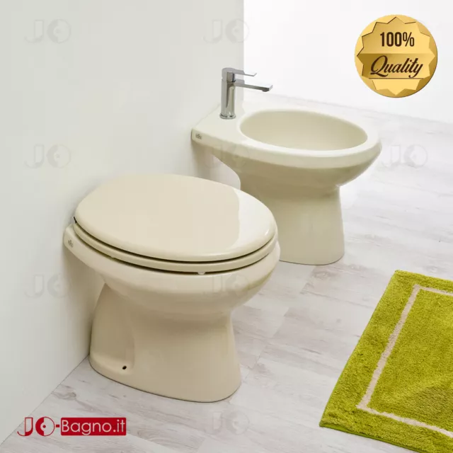 Sanitari Bagno Champagne 49x39 Vaso wc Bidet in ceramica Classici e Copriwater