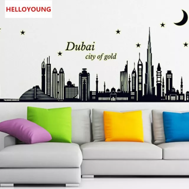 Luminous Wall Stickers Waterproof Wandtattoos Dubai Silhouette Furnishings Mural