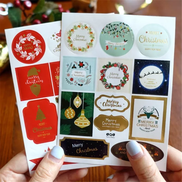 Decoration Scrapbooking Presents Gift Tags Gold Print Christmas Stickers Labels