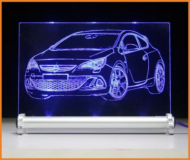 LED-Leuchtschild graviert ist  Opel Astra OPC   AutoGravur Requisiten Acrylglas