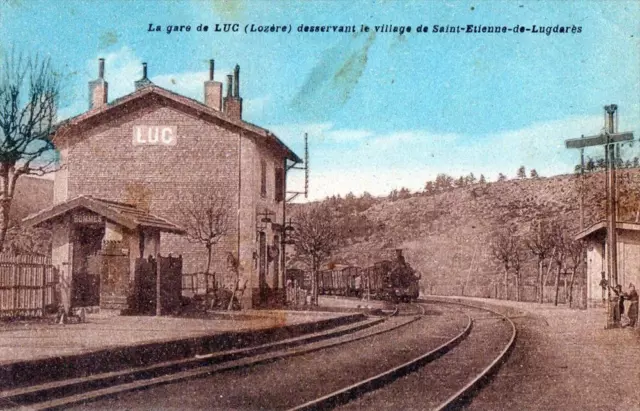 Cpa 48 La Gare De Luc Desservant Le Village De St Etienne De Lugdares (Train En