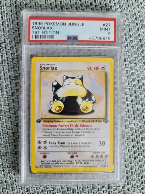 PSA 9 Snorlax Non Holo 1st Edition Dschungel Set 27/64