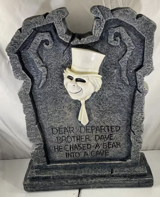 DISNEY HAUNTED MANSION PHINEAS and DAVE GHOST Lit Up Tombstone EUC HTF ...