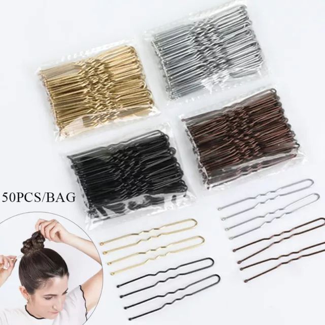 50Pcs/Bag Metal U Shaped Hair Clips Curly Wavy Hairpins Bobby Pins Styling Tool