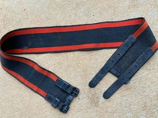 Vintage  Motorcycle Kidney Belt.Old. Red/Black Canvas w/Leather Straps