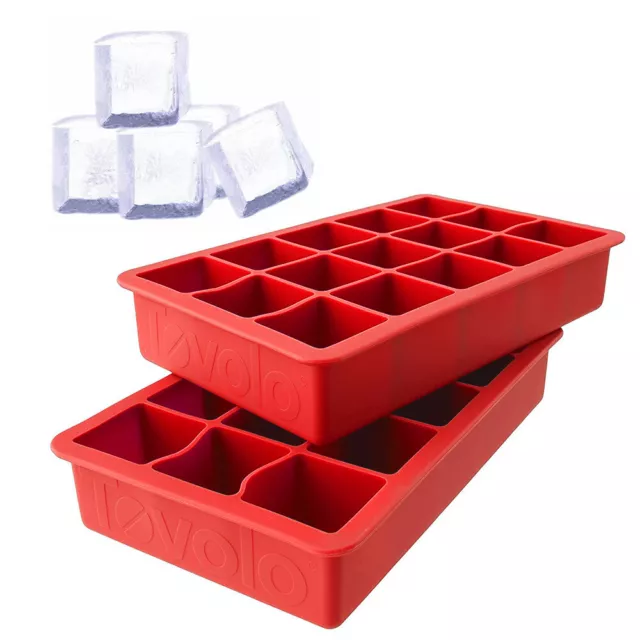 NEW Tovolo Perfect Cube Ice Tray Red Set 2pce